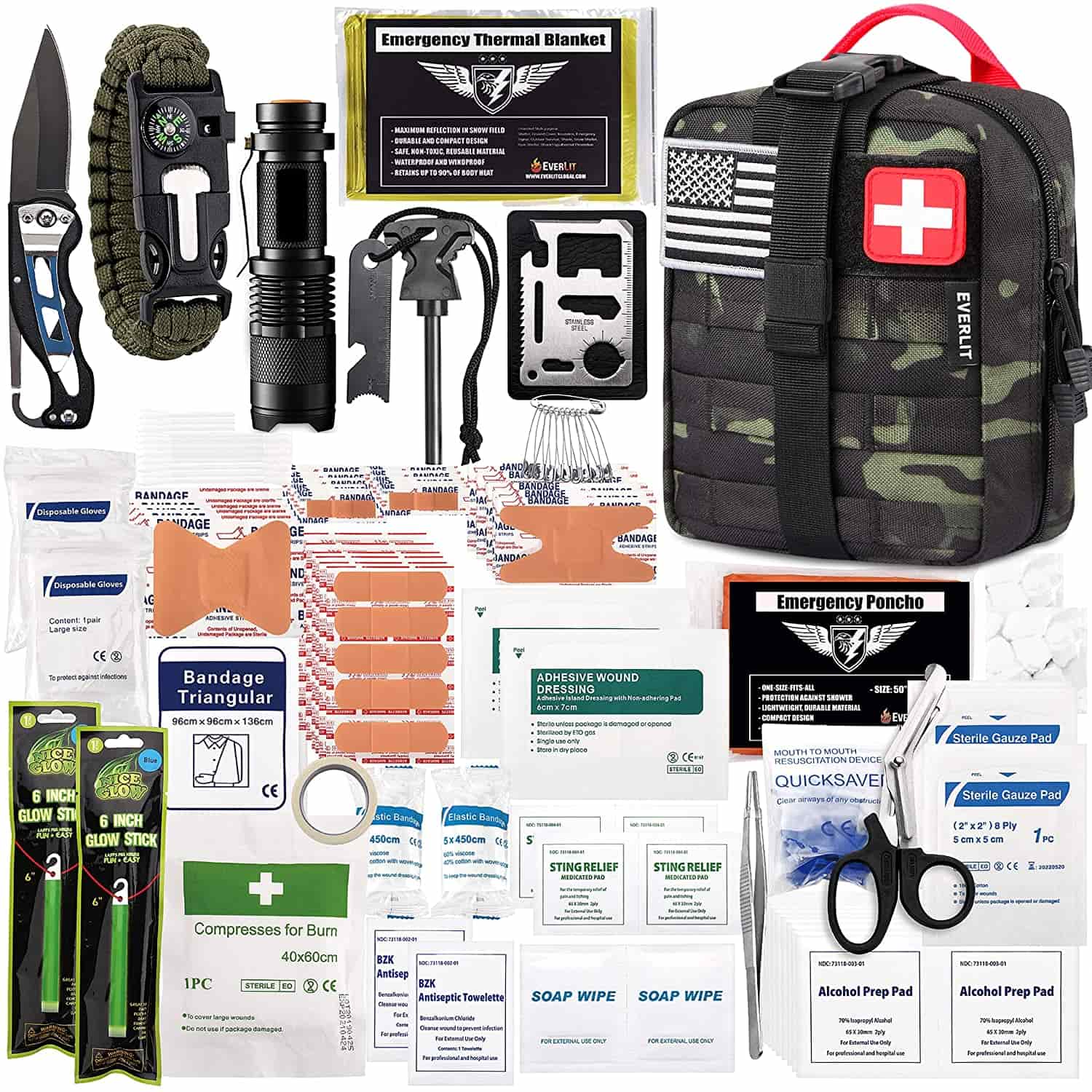 Black Camo Survival First Aid Kit Innehåller 250 delar First Aid Kit