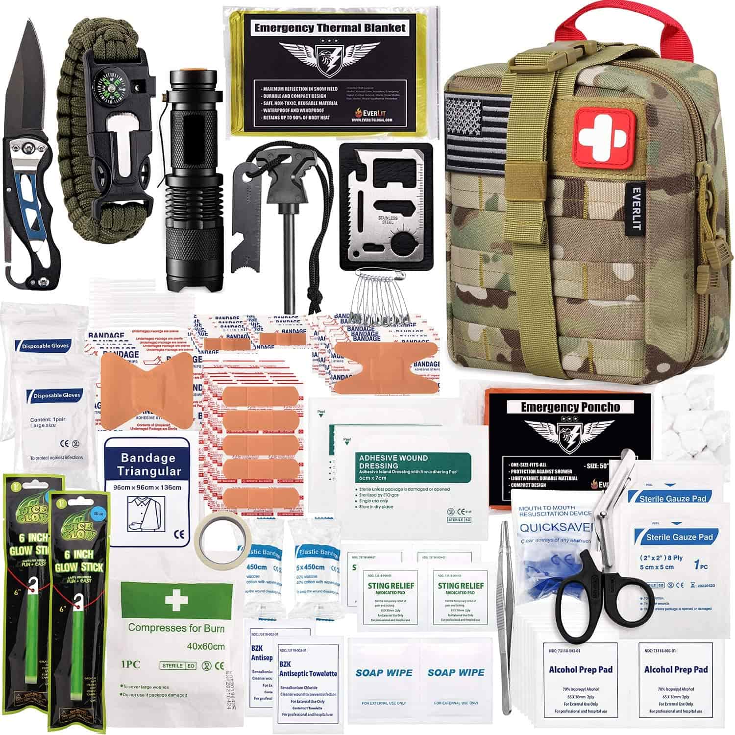 Camo Survival First Aid Kit Innehåller 250 delar First Aid Kit