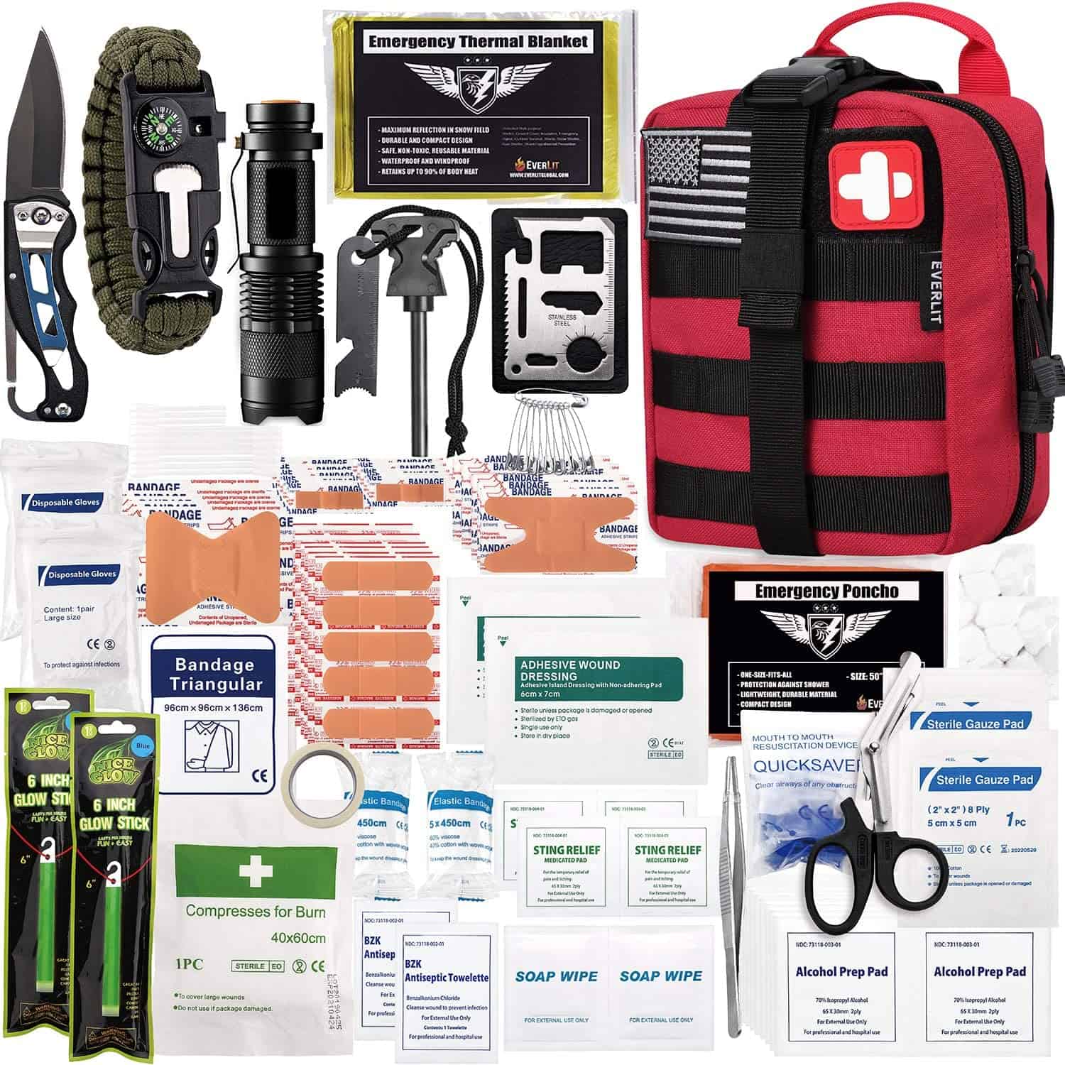 Röd Survival First Aid Kit Innehåller 250 delar First Aid Kit